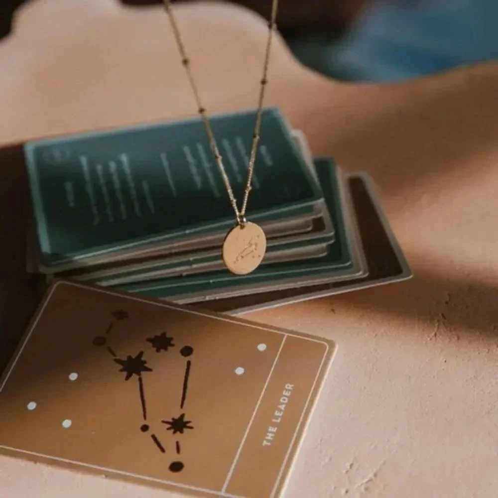 Leo Minimalist Zodiac Charm Oval Disc Necklace
